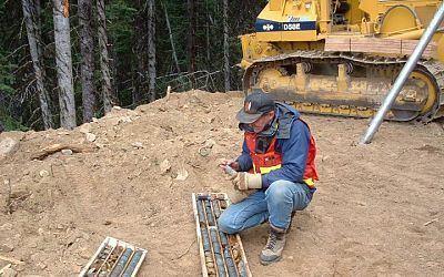 Grant Crooker, Project Manager with core samples